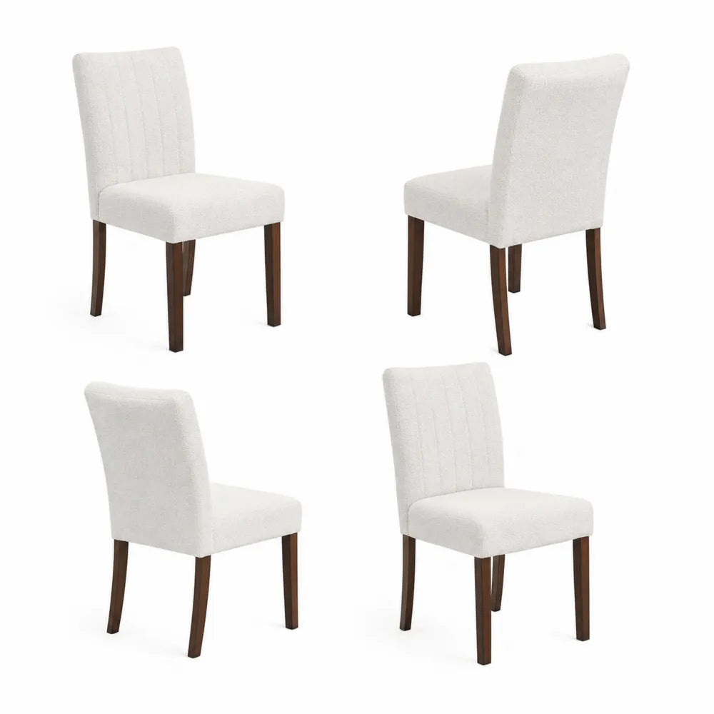 4er Set Esszimmerstühle, Beige, Holz, Polyester