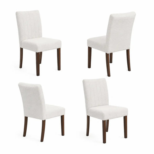 4er Set Esszimmerstühle, Beige, Holz, Polyester