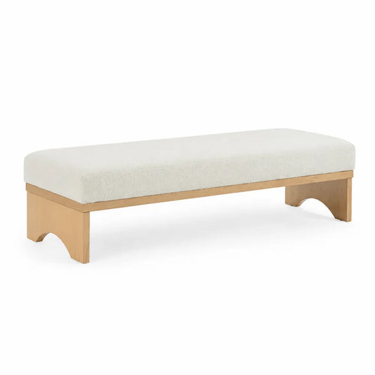 Bank mit Holzrahmen und Polyesterbezug Creme 160cm