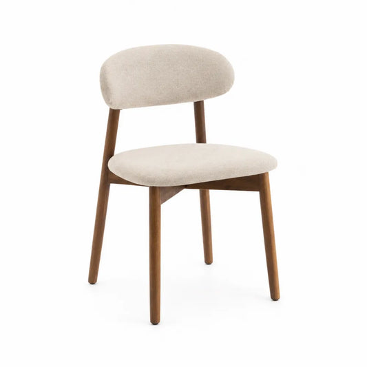 Esszimmerstuhl Beige Stoff Massivholz