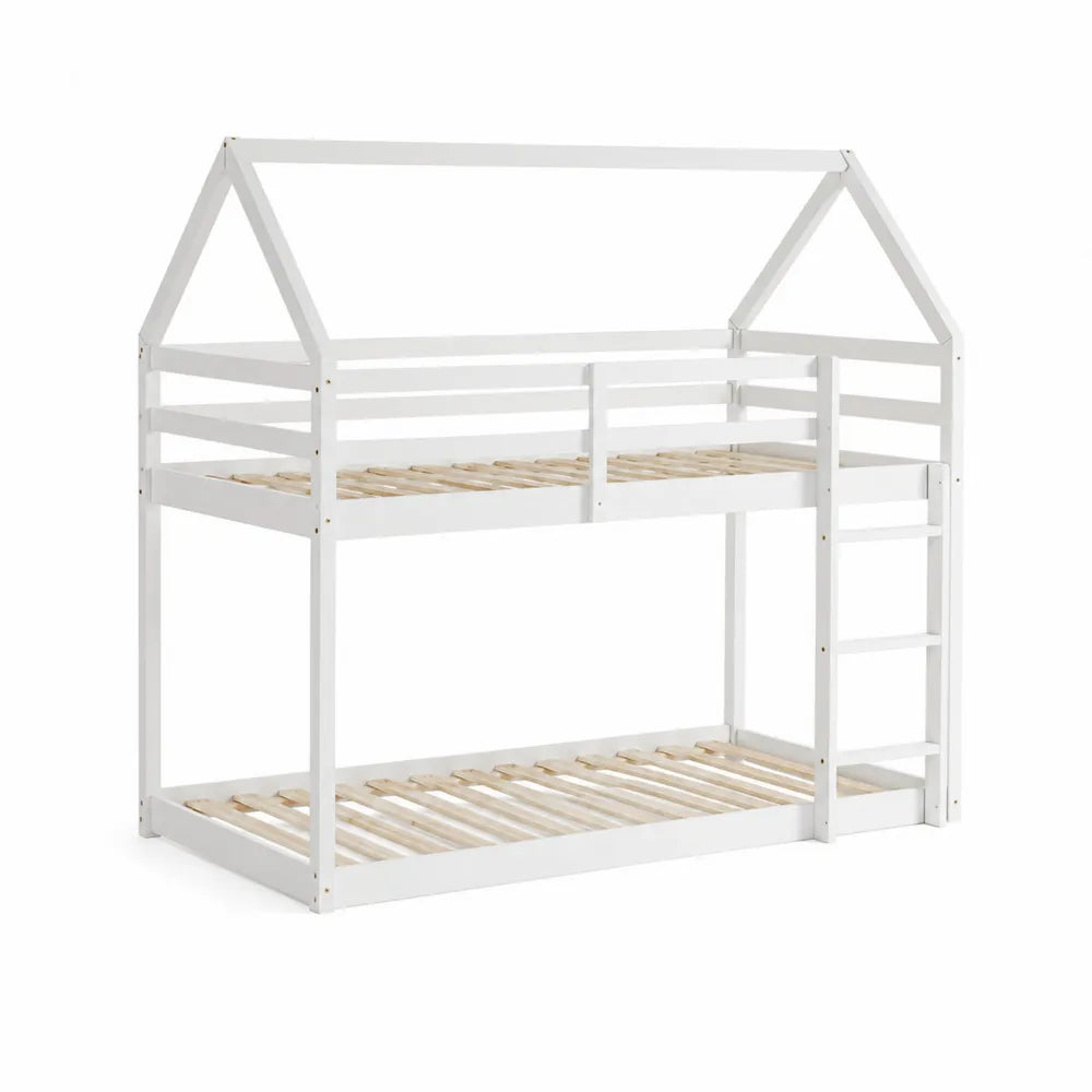 Etagenbett Hausform Weiß Kiefernholz 200x90 cm