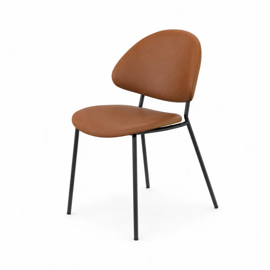 Stuhl aus Kunstleder mit Metallrahmen Braun