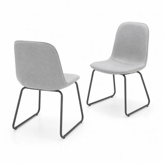 2er-Set Stühle Grau Stoff Metall