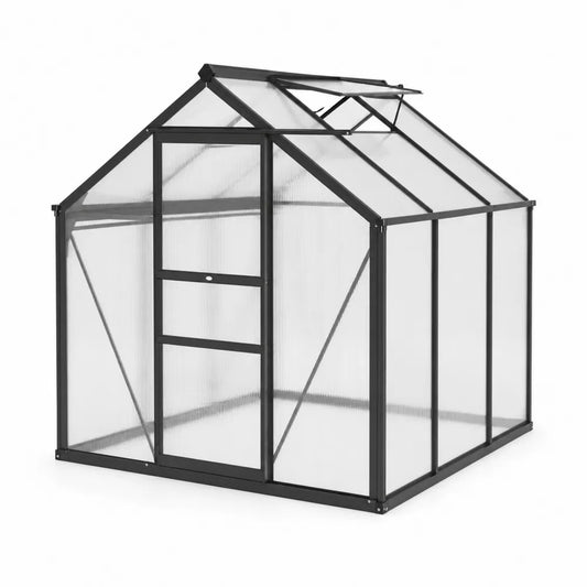 Aluminium Gewächshaus mit Polycarbonat-Doppelstegplatten 190x185x195 cm
